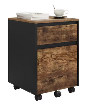 Verrijdbare Dossierkast met 2 Lades – 40 cm, Vintage Wit Hout