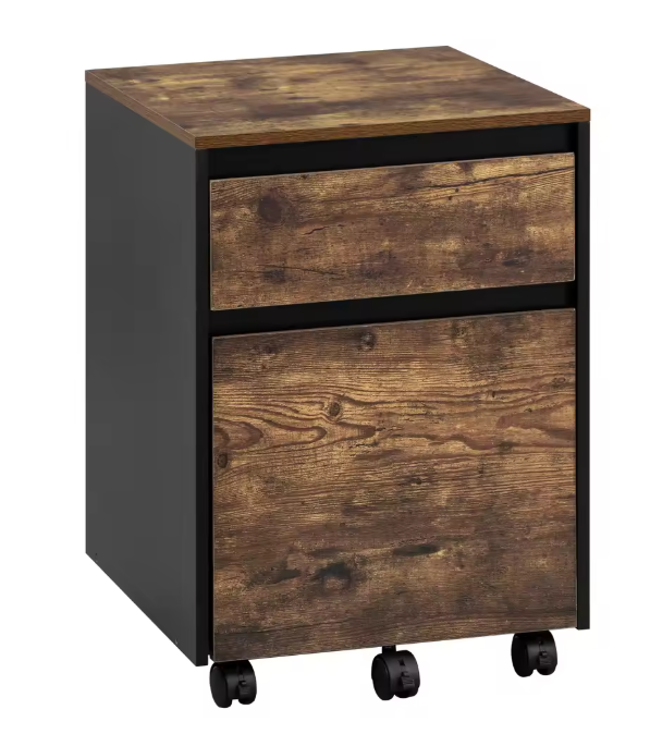 Verrijdbare Dossierkast met 2 Lades – 40 cm, Vintage Wit Hout