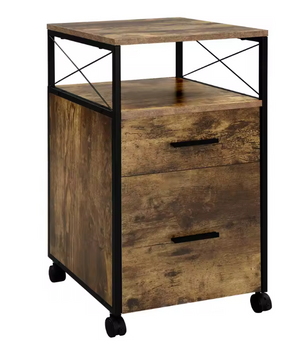 Verrijdbare Dossierkast met 2 Lades – 69 cm, Licht Eiken en Metaal