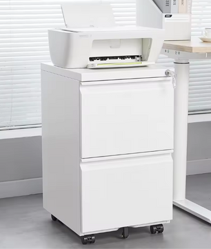 Metalen 2-Ladekast op Wielen met Slot – Modern en Functioneel