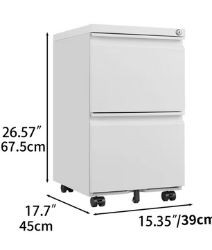 Metalen 2-Ladekast op Wielen met Slot – Modern en Functioneel