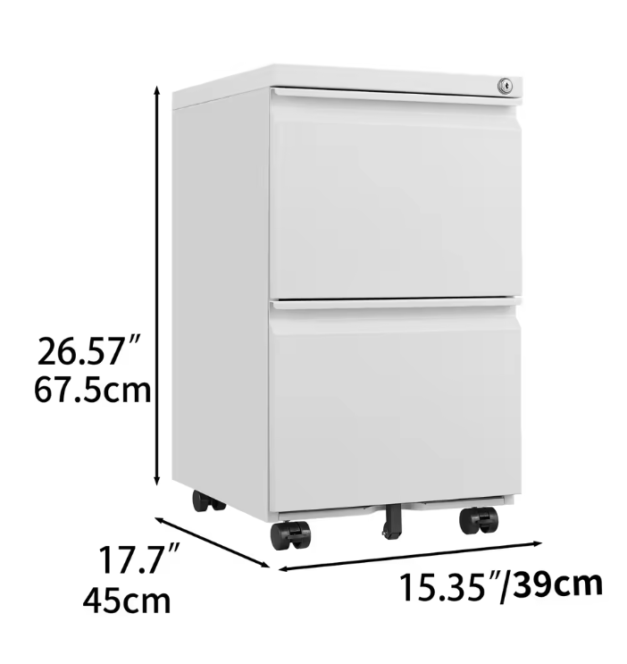 Metalen 2-Ladekast op Wielen met Slot – Modern en Functioneel
