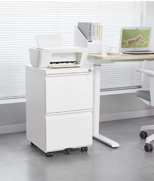 Metalen 2-Ladekast op Wielen met Slot – Modern en Functioneel