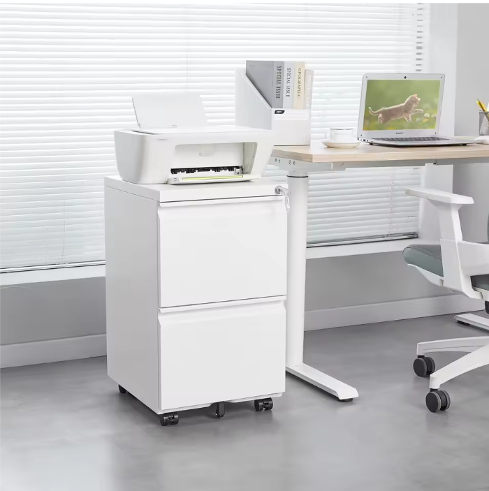 Metalen 2-Ladekast op Wielen met Slot – Modern en Functioneel