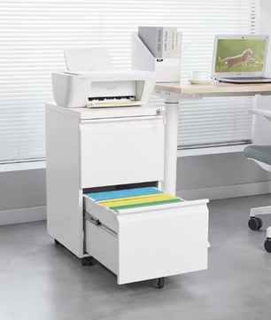 Metalen 2-Ladekast op Wielen met Slot – Modern en Functioneel