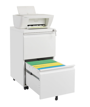 Metalen 2-Ladekast op Wielen met Slot – Modern en Functioneel