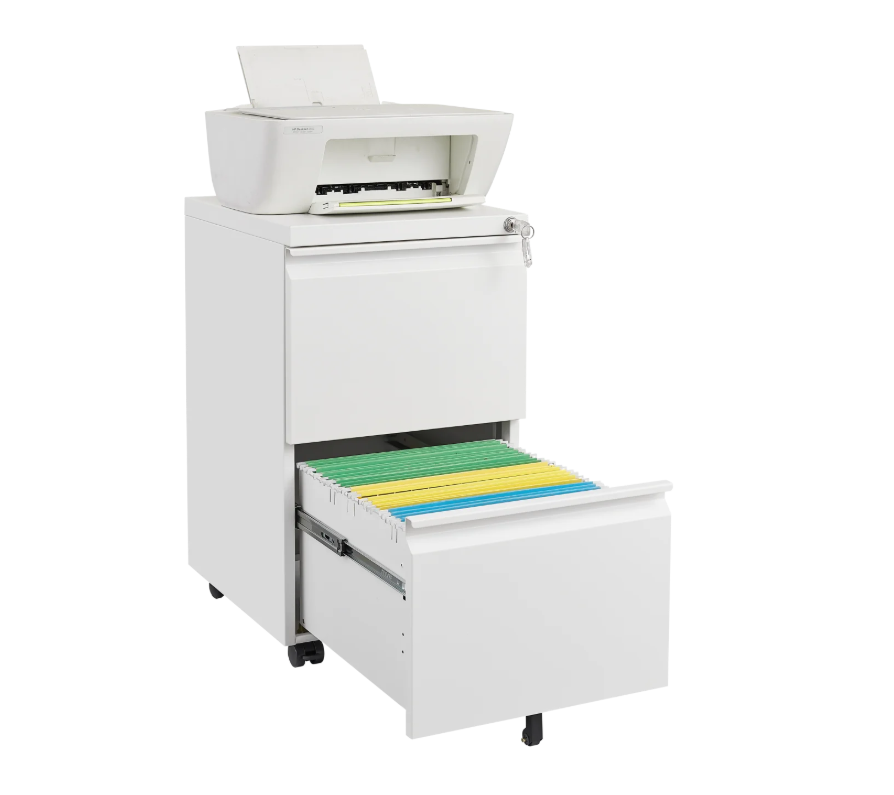 Metalen 2-Ladekast op Wielen met Slot – Modern en Functioneel