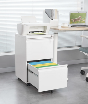 Metalen 2-Ladekast op Wielen met Slot – Modern en Functioneel