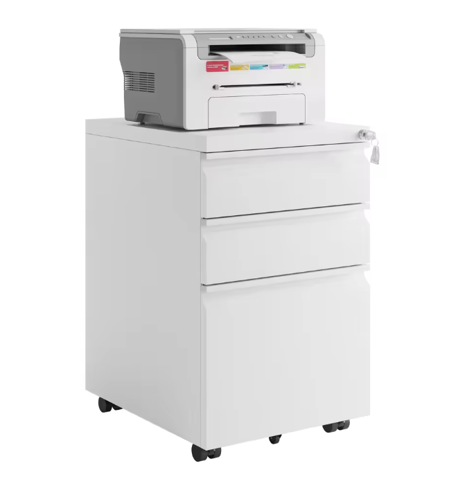 Metalen Verrijdbare Ladekast met Slot – 3 Lades en Wielen, 39x62x46 cm