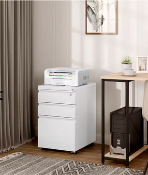 Metalen Verrijdbare Ladekast met Slot – 3 Lades en Wielen, 39x62x46 cm