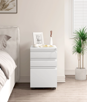 Metalen Verrijdbare Ladekast met Slot – 3 Lades en Wielen, 39x62x46 cm