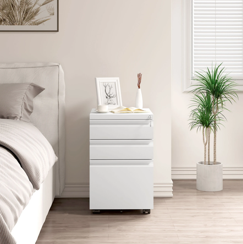 Metalen Verrijdbare Ladekast met Slot – 3 Lades en Wielen, 39x62x46 cm