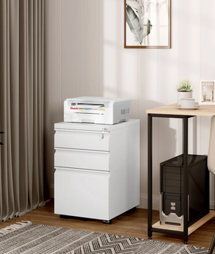 Metalen Verrijdbare Ladekast met Slot – 3 Lades en Wielen, 39x62x46 cm