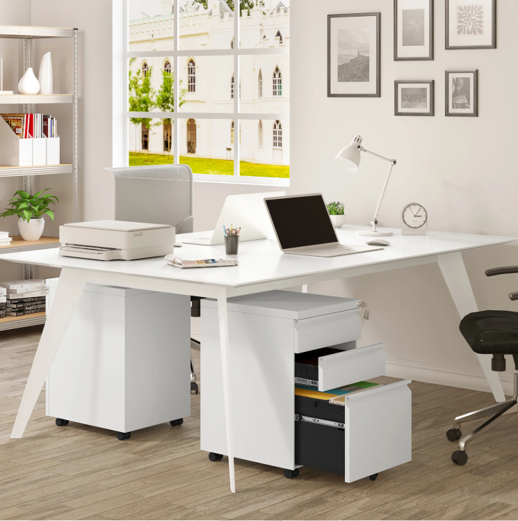 Metalen Verrijdbare Ladekast met Slot – 3 Lades en Wielen, 39x62x46 cm