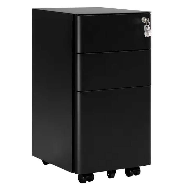 Verrijdbare Metalen Archiefkast met Slot – 3 Lades, 30x60x45 cm