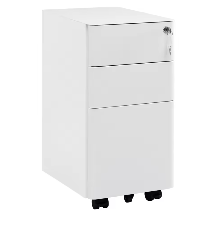 Verrijdbare Metalen Archiefkast met Slot – 3 Lades, 30x60x45 cm