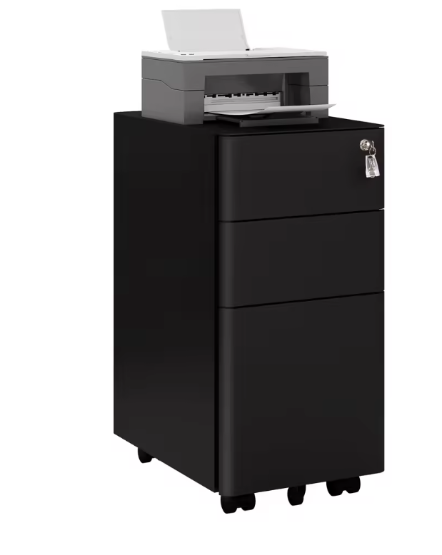 Verrijdbare Metalen Archiefkast met Slot – 3 Lades, 30x60x45 cm