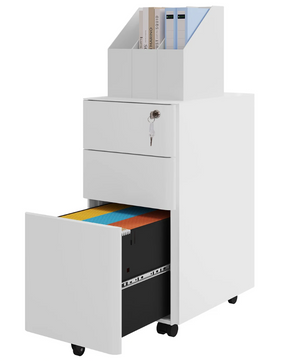 Verrijdbare Metalen Archiefkast met Slot – 3 Lades, 30x60x45 cm