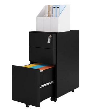 Verrijdbare Metalen Archiefkast met Slot – 3 Lades, 30x60x45 cm