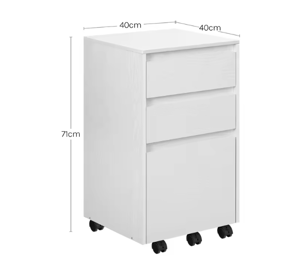 Verrijdbare Houten Archiefkast met 3 Lades – 40x70x40 cm