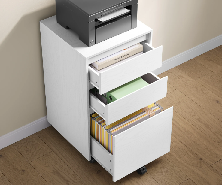 Verrijdbare Houten Archiefkast met 3 Lades – 40x70x40 cm