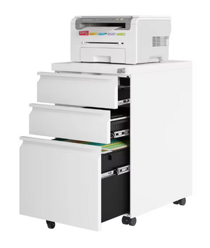 Metalen Verrijdbare Archiefkast met Slot – 3 Lades, 39x46x62 cm