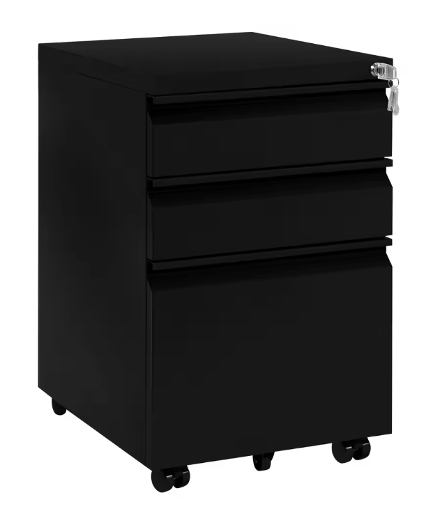 Metalen Verrijdbare Archiefkast met Slot – 3 Lades, 39x46x62 cm