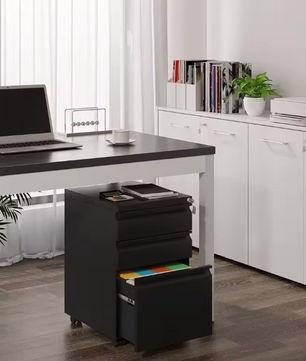 Metalen Verrijdbare Archiefkast met Slot – 3 Lades, 39x46x62 cm