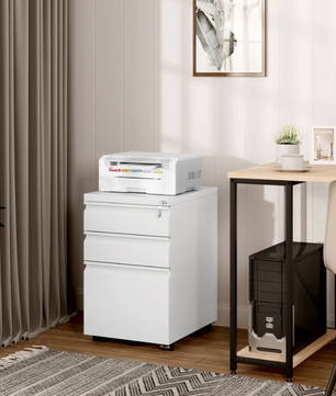 Metalen Verrijdbare Archiefkast met Slot – 3 Lades, 39x46x62 cm