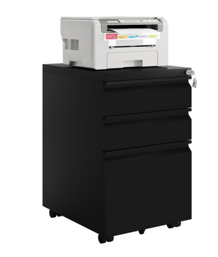 Metalen Verrijdbare Archiefkast met Slot – 3 Lades, 39x46x62 cm