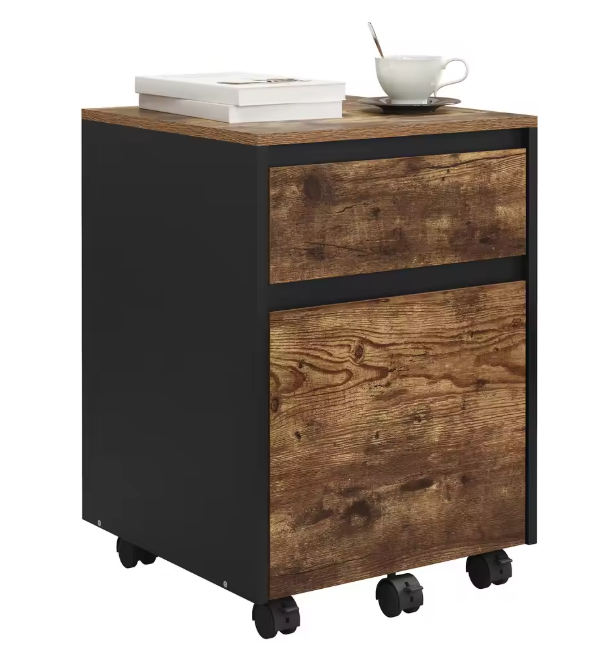 Verrijdbare Houten Archiefkast met 2 Lades – 40x56x40 cm