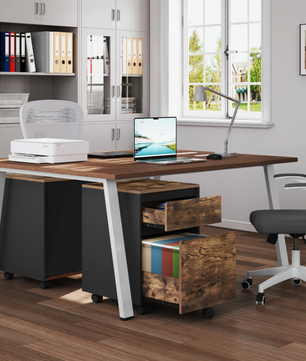 Verrijdbare Houten Archiefkast met 2 Lades – 40x56x40 cm