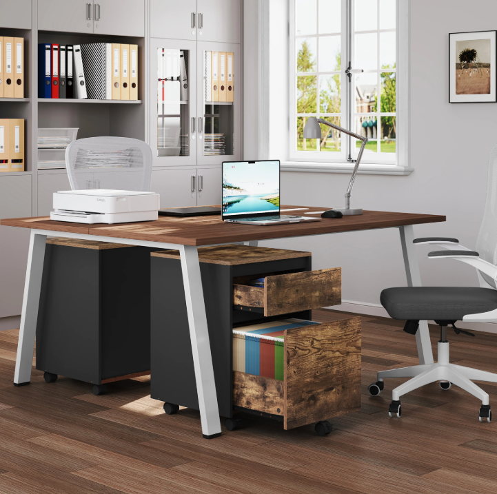 Verrijdbare Houten Archiefkast met 2 Lades – 40x56x40 cm