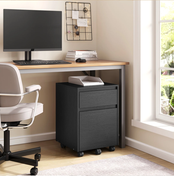 Verrijdbare Houten Archiefkast met 2 Lades – 40x56x40 cm