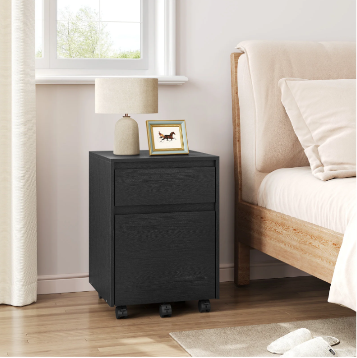 Verrijdbare Houten Archiefkast met 2 Lades – 40x56x40 cm