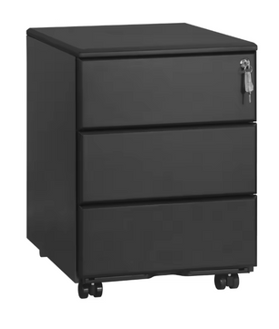 Metalen Verrijdbare Archiefkast met Slot en 3 Lades – 39x52,4x54 cm