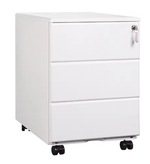 Metalen Verrijdbare Archiefkast met Slot en 3 Lades – 39x52,4x54 cm