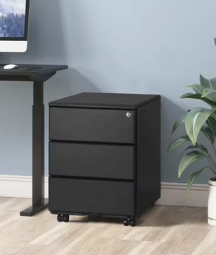 Metalen Verrijdbare Archiefkast met Slot en 3 Lades – 39x52,4x54 cm