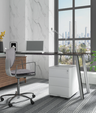 Metalen Verrijdbare Archiefkast met Slot en 3 Lades – 39x52,4x54 cm