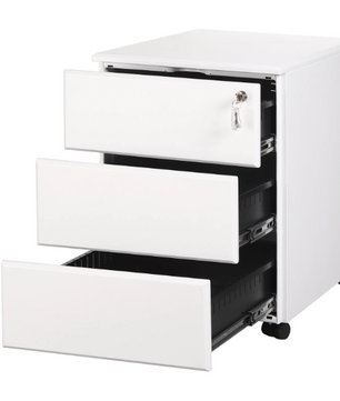 Metalen Verrijdbare Archiefkast met Slot en 3 Lades – 39x52,4x54 cm