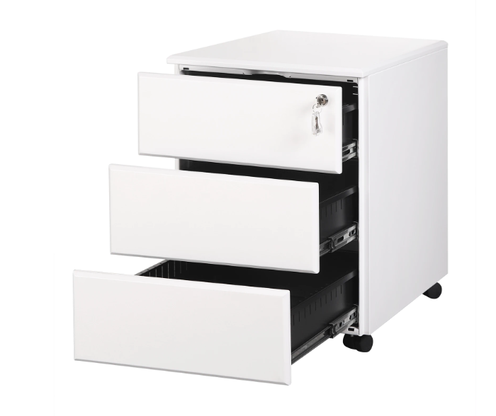 Metalen Verrijdbare Archiefkast met Slot en 3 Lades – 39x52,4x54 cm