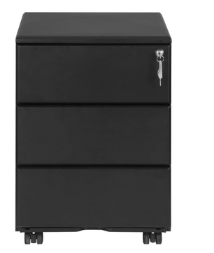 Metalen Verrijdbare Archiefkast met Slot en 3 Lades – 39x52,4x54 cm