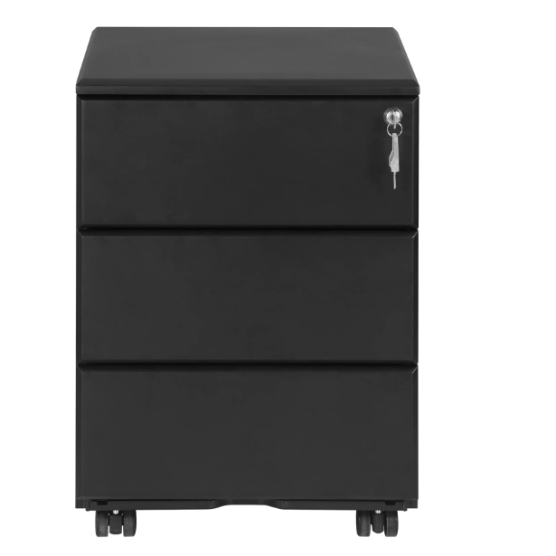 Metalen Verrijdbare Archiefkast met Slot en 3 Lades – 39x52,4x54 cm
