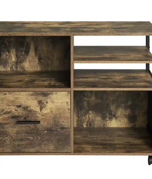 Houten Verrijdbare Archiefkast met Lade en Open Vakken – 80x65x40 cm