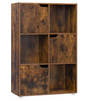 Houten Boekenkast met 6 Vakken en Deuren – 59,7x29,7x91 cm