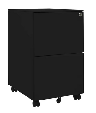 Zwarte Metalen Verrijdbare Archiefkast met 2 Lades – 39x45x67 cm
