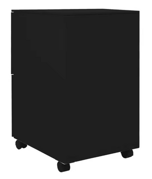 Zwarte Metalen Verrijdbare Archiefkast met 2 Lades – 39x45x67 cm