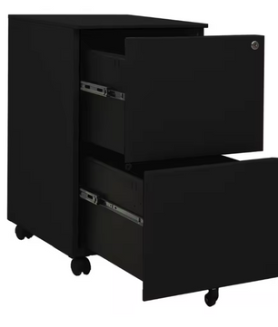 Zwarte Metalen Verrijdbare Archiefkast met 2 Lades – 39x45x67 cm