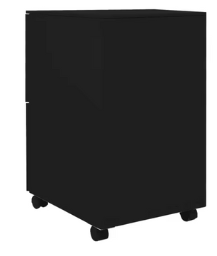 Zwarte Metalen Verrijdbare Archiefkast met 2 Lades – 39x45x67 cm