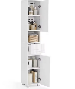 Vrijstaande Badkamerkast met Lade en Verstelbare Planken – MDF